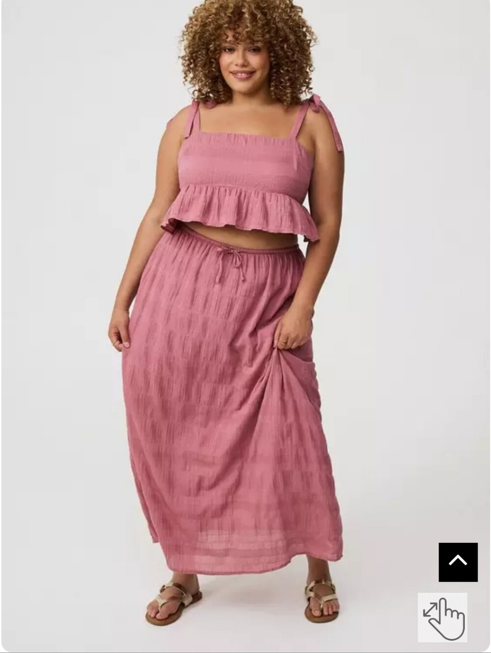 Torrid NEW Plus Size 2x: Textured Cotton Peplum Top Skirt Set Dusty Rose